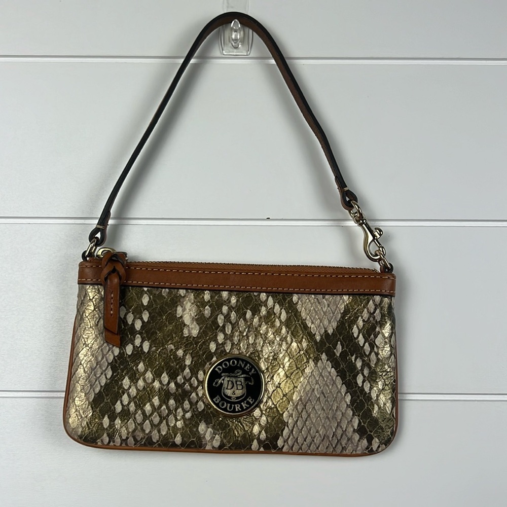 Dooney & Bourke Python Metallic Wristlet Red Inte… - image 1